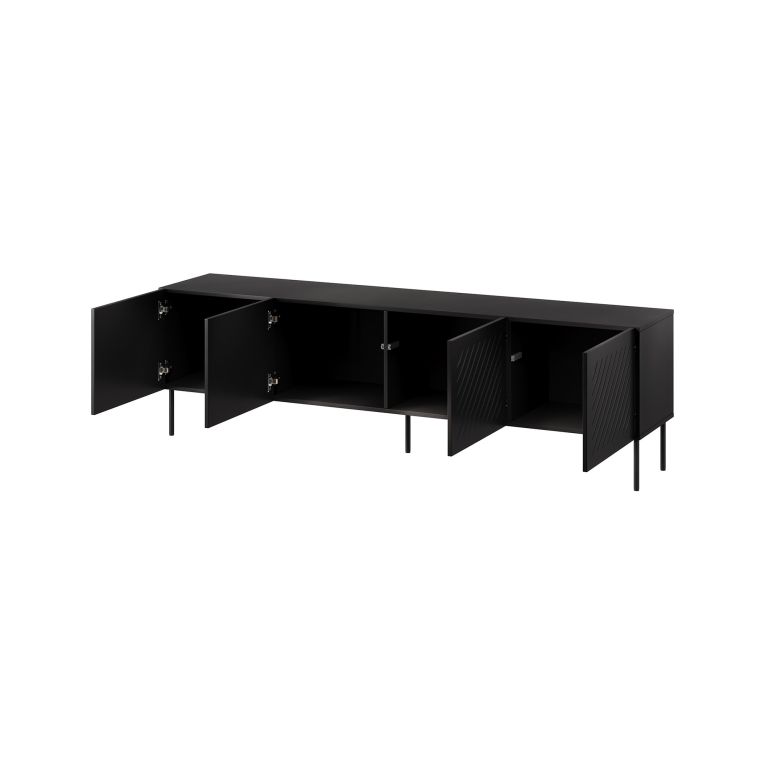 Mobile Porta tv Nero un Ripiano 200.5x42x60h cm, Cassetti - Ronca