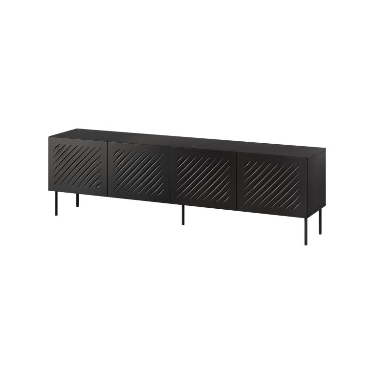 Mobile Porta tv Nero un Ripiano 200.5x42x60h cm, Cassetti - Ronca