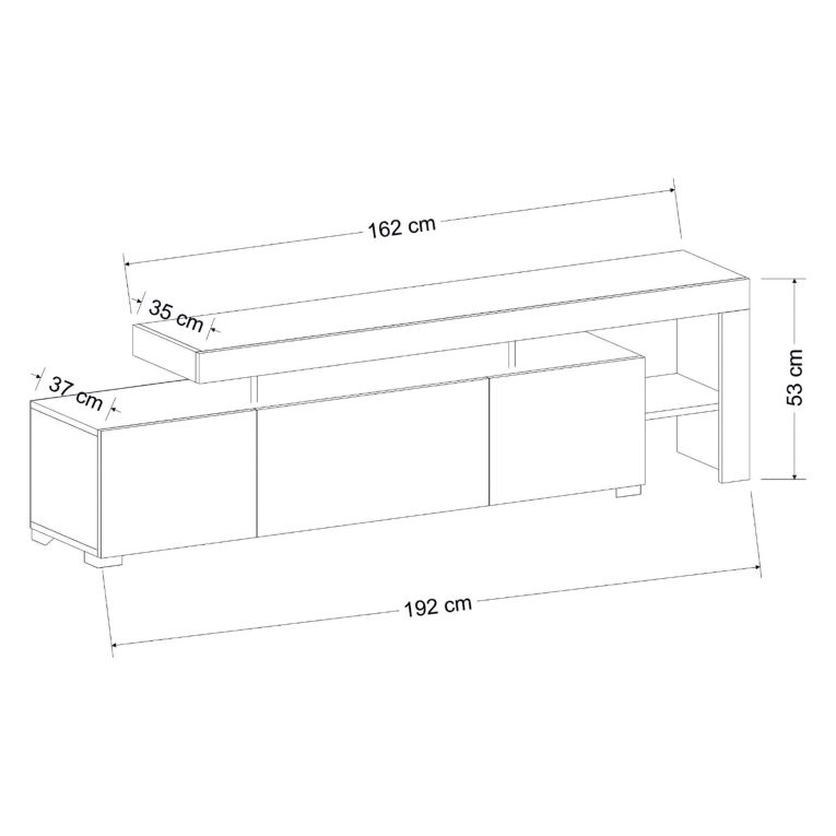 Mobile Porta tv Nero un Ripiano 3 Ante 192x37x53h cm, Luci led Incluse - Trasacco