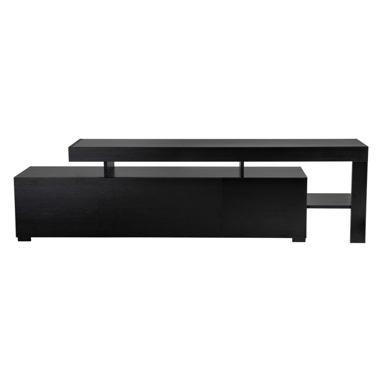 Mobile Porta tv Nero un Ripiano 3 Ante 192x37x53h cm, Luci led Incluse - Trasacco