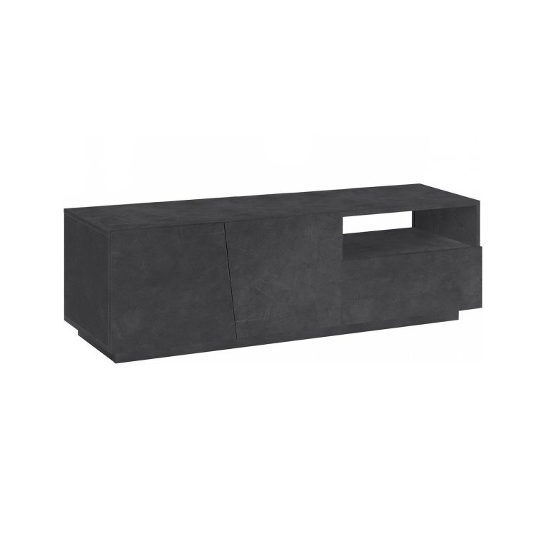 Mobile porta TV Nino, Credenza bassa da soggiorno a 2 ante, Base porta TV, 100% Made in Italy, cm 150x43h46, Ardesia