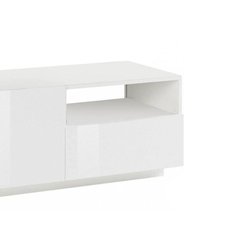 Mobile porta TV Nino, Credenza bassa da soggiorno a 2 ante, Base porta TV, 100% Made in Italy, cm 150x43h46, Bianco lucido
