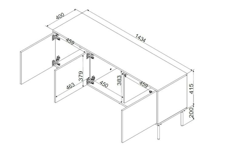 Mobile porta TV Novoli, 144x40 h62 cm, Nero e Rovere Nodi