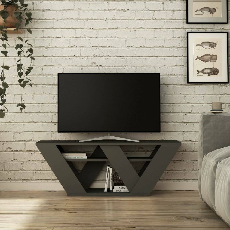 Mobile porta TV Pegasus, Supporto per televisione da salotto, Credenza bassa da soggiorno, Base porta TV, 110x30h40 cm, Antracite