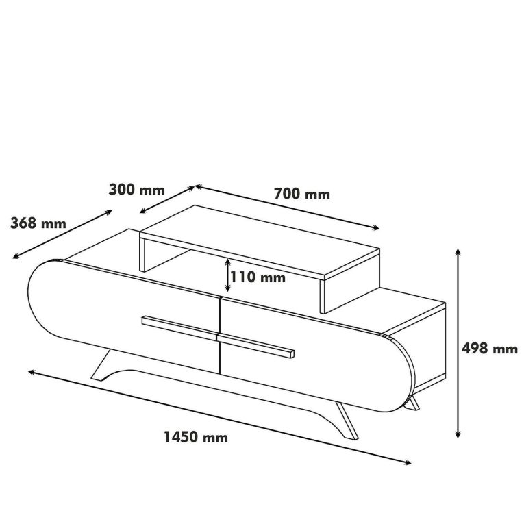 Mobile porta TV Praesepem, Credenza da soggiorno, Armadio basso per TV, Base parete attrezzata, 145x37 h50 cm, Noce e Crema