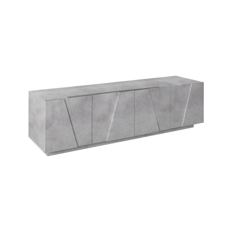 Mobile porta TV Raul, Credenza bassa da soggiorno, Base porta TV, 100% Made in Italy, cm 162x44h46, Cemento