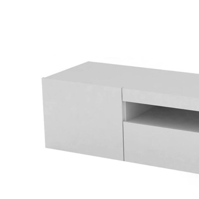 Mobile porta TV Roberto, Credenza bassa da soggiorno a 2 ante, Base porta TV, 100% Made in Italy, cm 150x40h37, Bianco lucido