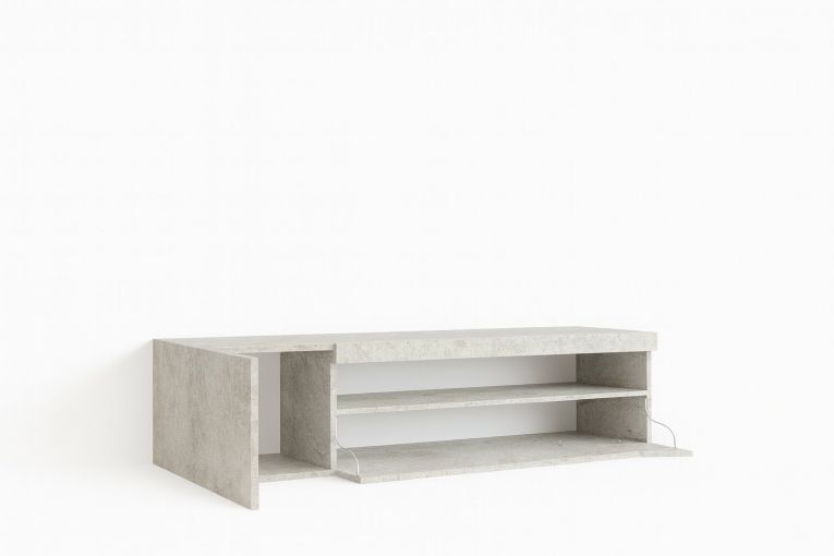 Mobile porta TV Roberto, Credenza bassa da soggiorno a 2 ante, Base porta TV, 100% Made in Italy, cm 150x40h37, Cemento