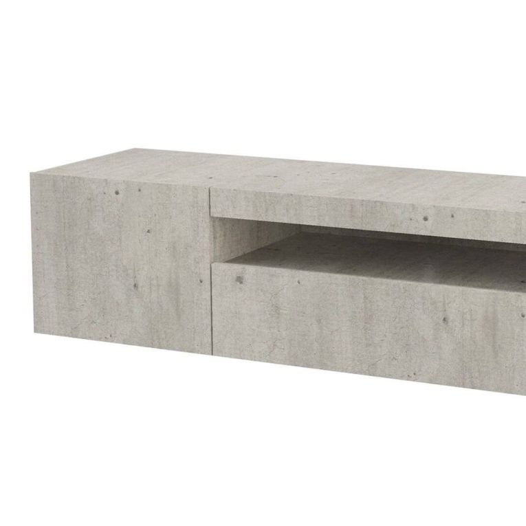 Mobile porta TV Roberto, Credenza bassa da soggiorno a 2 ante, Base porta TV, 100% Made in Italy, cm 150x40h37, Cemento