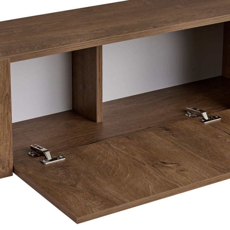 Mobile Porta tv Rovere rustico Nero 2 Ante 4 Vani 180x30x45h cm, Apertura a Ribalta - Noga