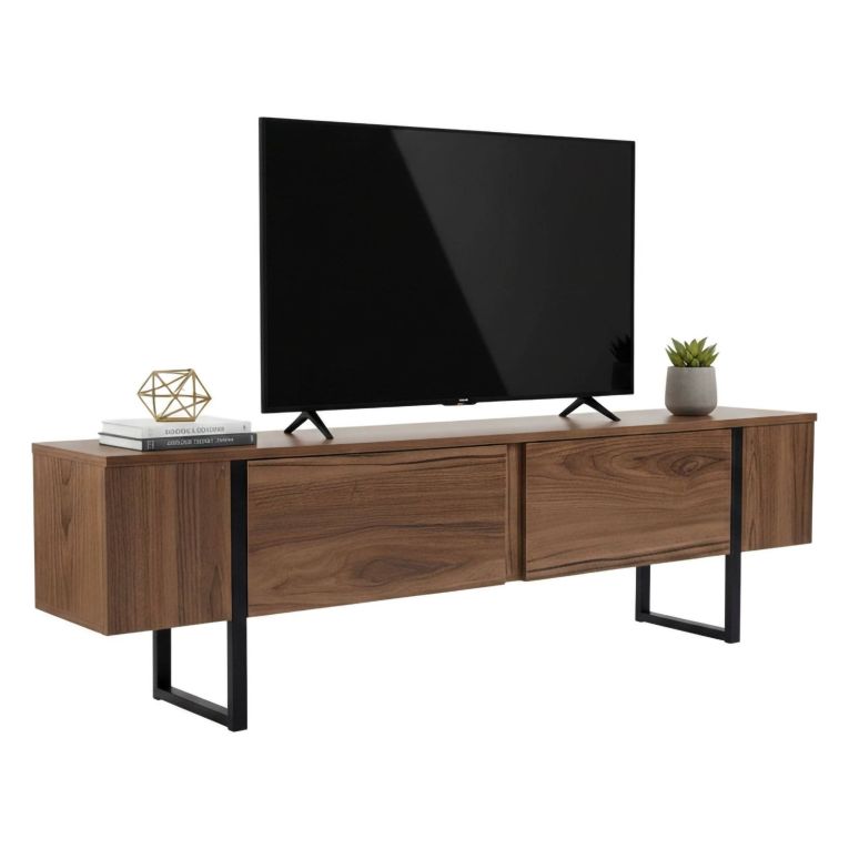Mobile porta TV Tarquin, 180x30 h50 cm, Noce e Nero