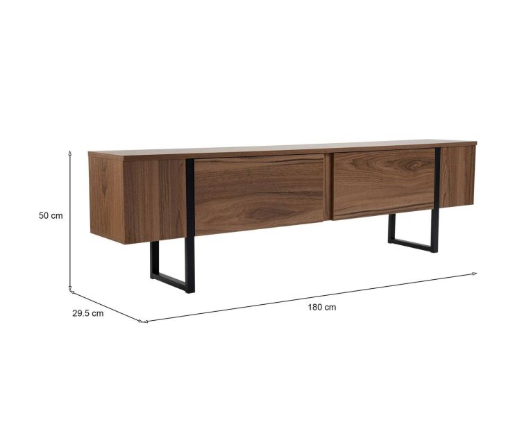 Mobile porta TV Tarquin, 180x30 h50 cm, Noce e Nero