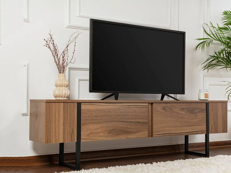 Mobile porta TV Tarquin, 180x30 h50 cm, Noce e Nero