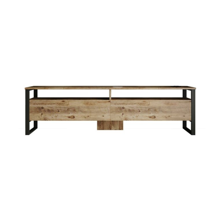 Mobile porta TV Thuban, Supporto per televisione da salotto, Credenza bassa da soggiorno, Base porta TV, 180x36h56 cm, Quercia