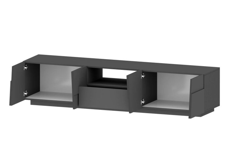 Mobile porta TV Vanni, Credenza bassa da soggiorno con 4 ante e 1 cassetto, Base porta TV, 220x44h46 cm, Antracite