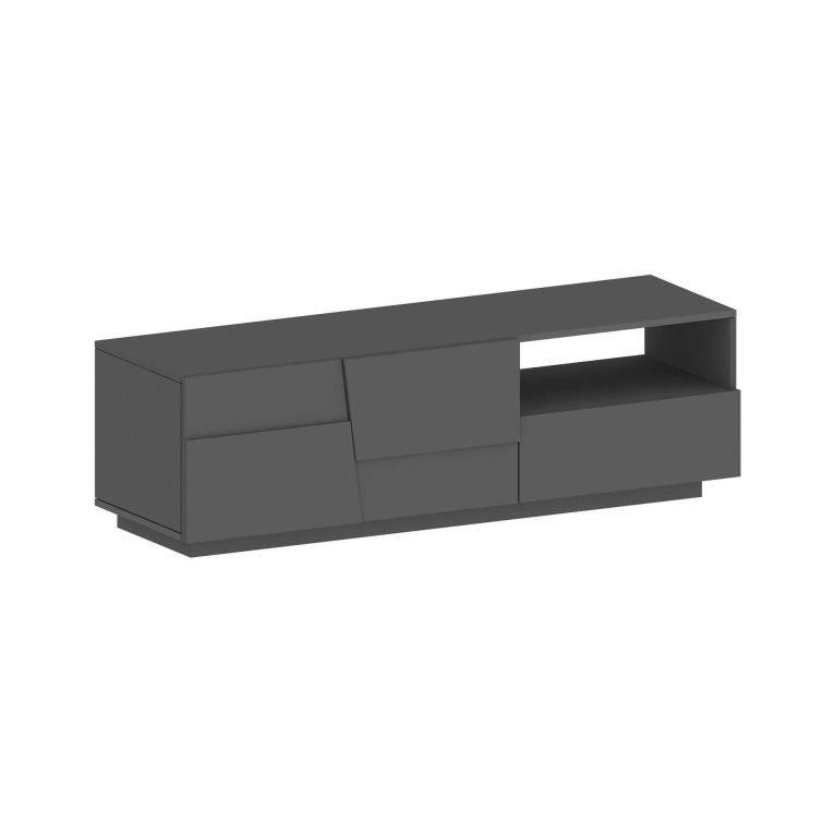 Mobile porta TV Velio, Credenza bassa da soggiorno con 2 ante e 1 cassetto, Base porta TV, 150x44h46 cm, Antracite