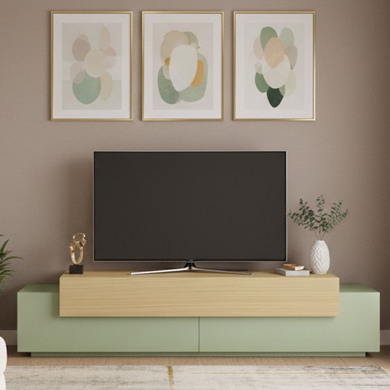 Mobile Porta tv Verde 3 Ripiani 4 Vani 200x45x51.5h cm, 3 Ante - Cassino