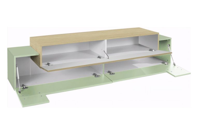 Mobile Porta tv Verde 3 Ripiani 4 Vani 200x45x51.5h cm, 3 Ante - Cassino