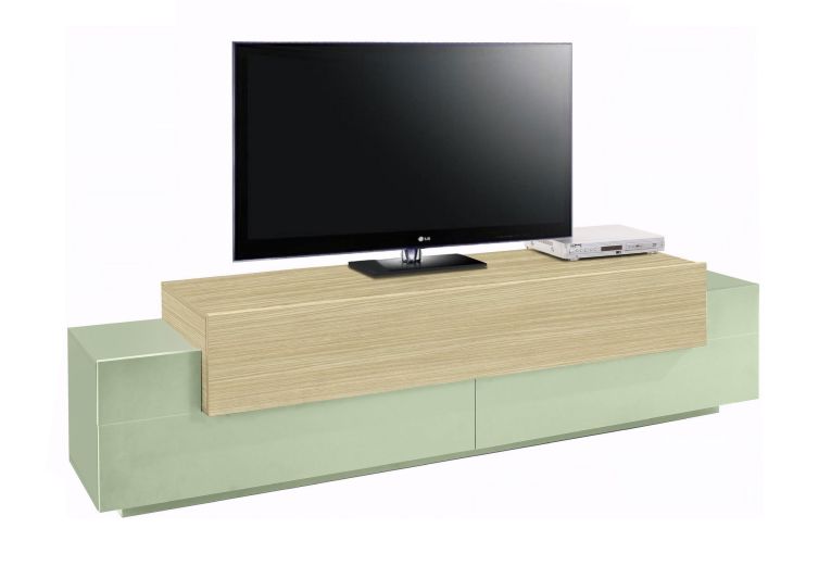 Mobile Porta tv Verde 3 Ripiani 4 Vani 200x45x51.5h cm, 3 Ante - Cassino