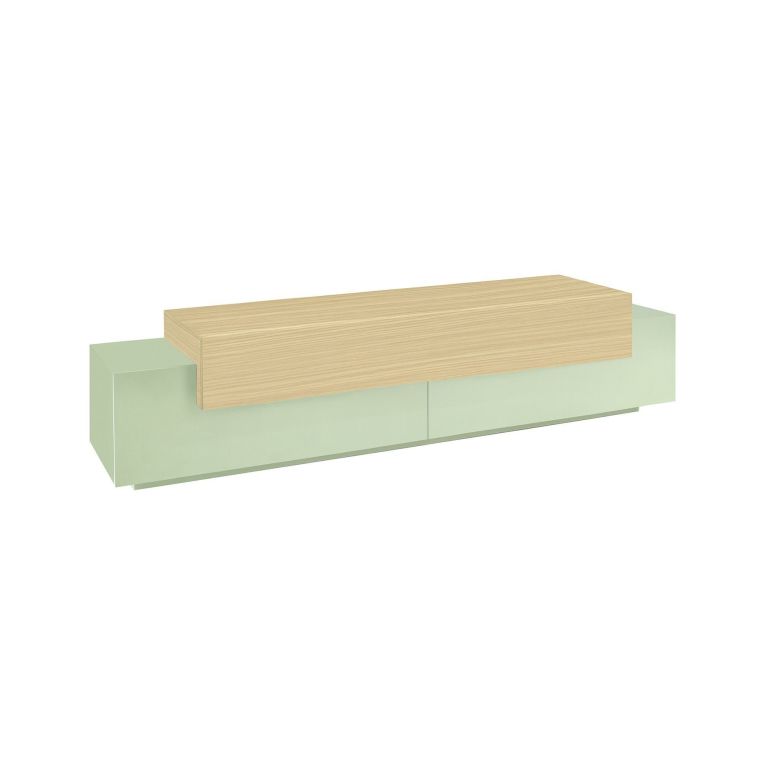 Mobile Porta tv Verde 3 Ripiani 4 Vani 200x45x51.5h cm, 3 Ante - Cassino