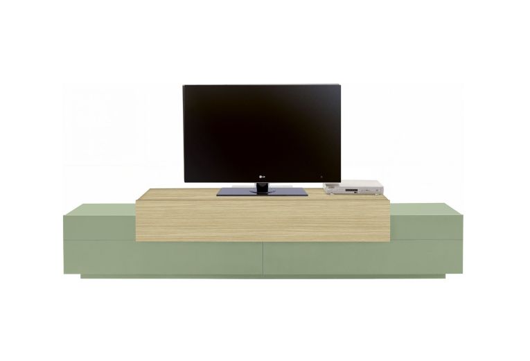Mobile Porta tv Verde 3 Ripiani 4 Vani 240x45x51.5h cm, 3 Ante - Curino