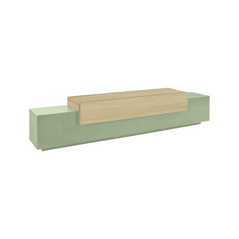 Mobile Porta tv Verde 3 Ripiani 4 Vani 240x45x51.5h cm, 3 Ante - Curino