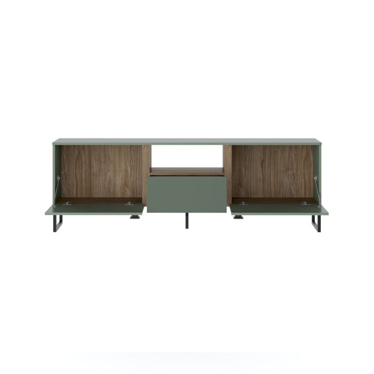 Mobile Porta tv Verde Marrone Rovere un Cassetto 2 Ante 179x40x60h cm, 3 Vani - Muravera