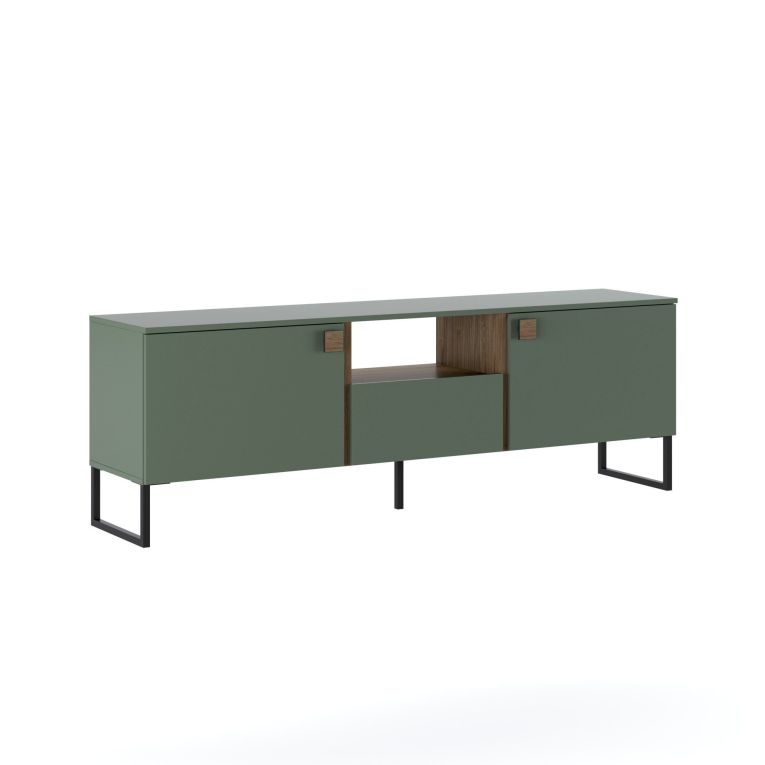 Mobile Porta tv Verde Marrone Rovere un Cassetto 2 Ante 179x40x60h cm, 3 Vani - Muravera