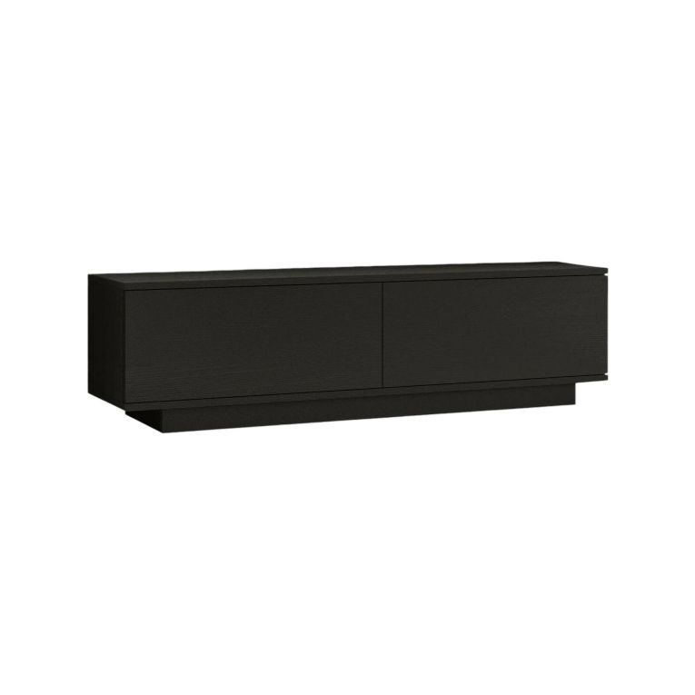 Mobile porta TV Zaur, Supporto per televisione da salotto, Credenza bassa da soggiorno, Base porta TV, 140x36h38 cm, Nero