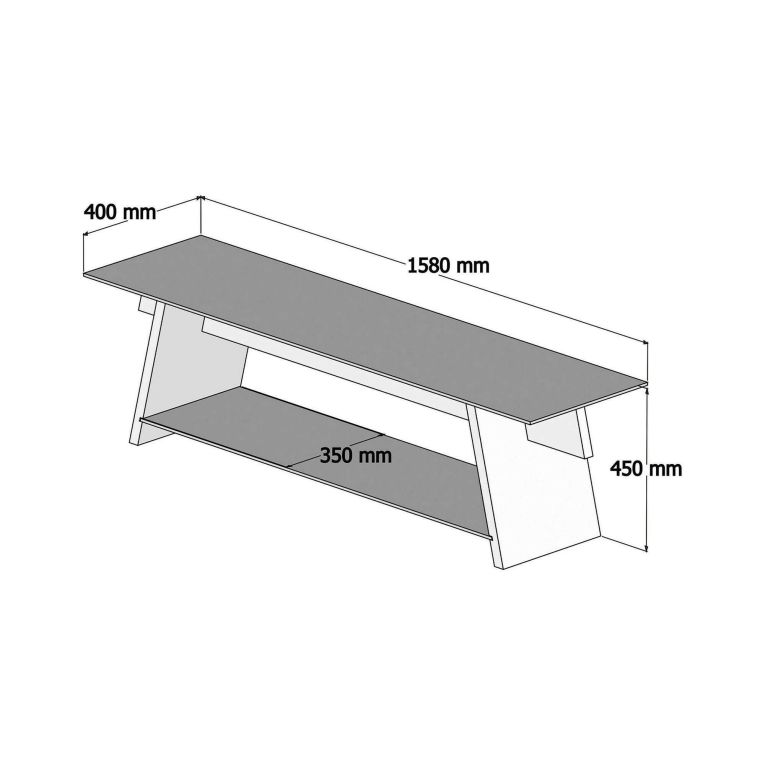 Mobile porta TV Zosma, Supporto per televisione da salotto, Credenza bassa da soggiorno, Base porta TV, 158x40h45 cm, Noce e Nero