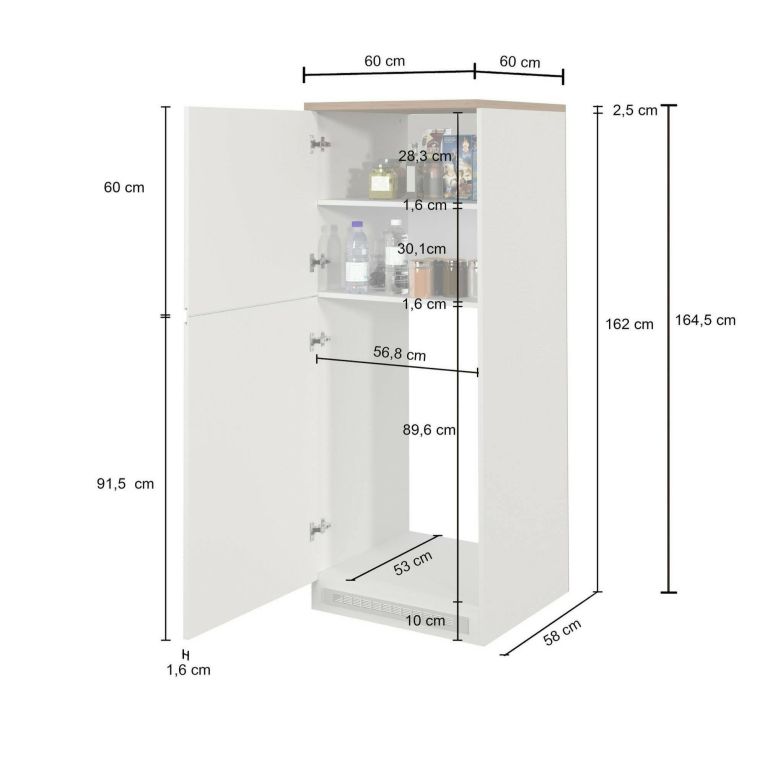 Mobile portafrigo 2 ante 60x165h cm antracite e ardesia - Mesarthim