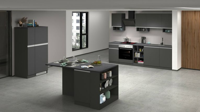 Mobile portafrigo 2 ante 60x165h cm antracite e ardesia - Mesarthim