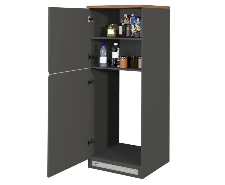 Mobile portafrigo 2 ante 60x165h cm antracite e rovere - Mesarthim