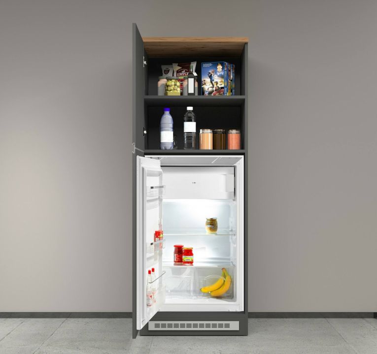 Mobile portafrigo 2 ante 60x165h cm antracite e rovere - Mesarthim