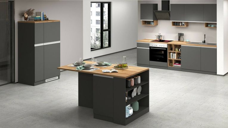 Mobile portafrigo 2 ante 60x165h cm antracite e rovere - Mesarthim