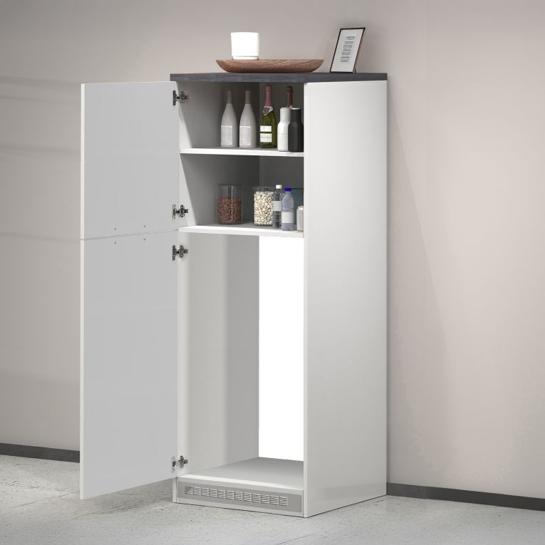 Mobile portafrigo 2 ante 60x165h cm bianco lucido e ardesia - Mesarthim