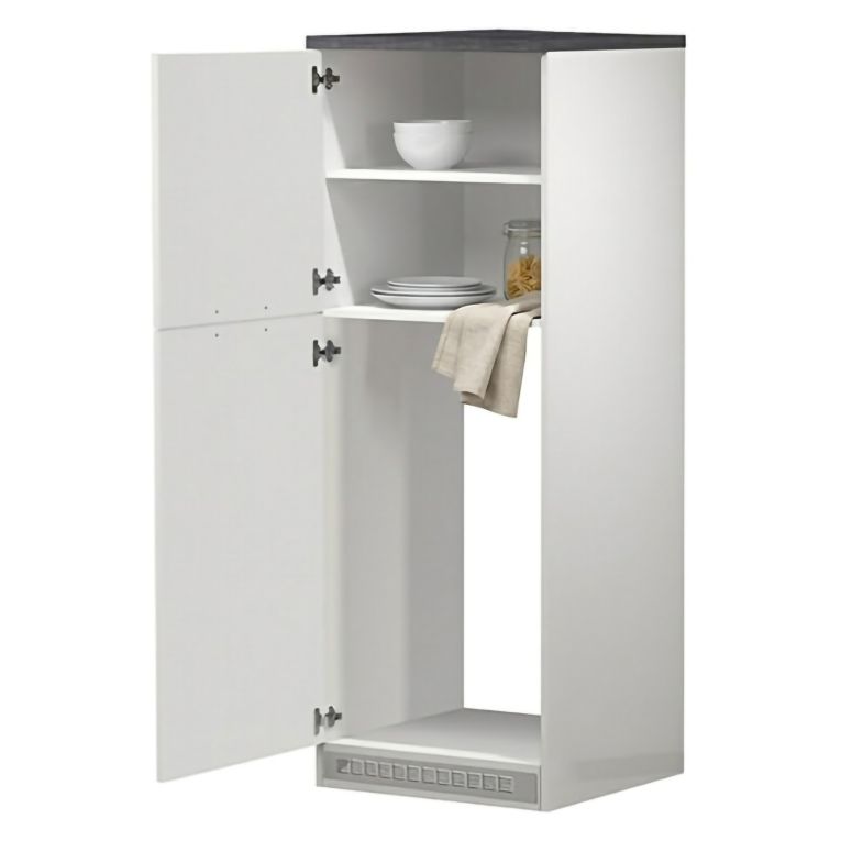 Mobile portafrigo 2 ante 60x165h cm bianco lucido e ardesia - Mesarthim