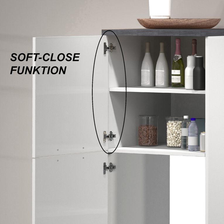 Mobile portafrigo 2 ante 60x165h cm bianco lucido e ardesia - Mesarthim