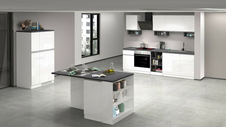 Mobile portafrigo 2 ante 60x165h cm bianco lucido e ardesia - Mesarthim