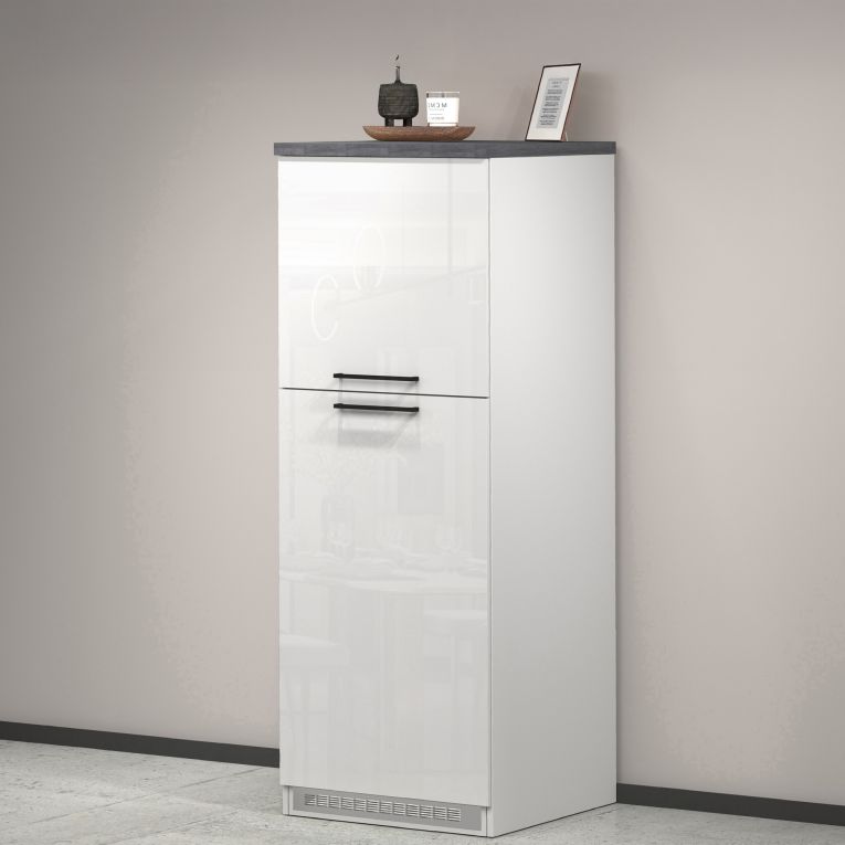 Mobile portafrigo 2 ante 60x165h cm bianco lucido e ardesia - Mesarthim