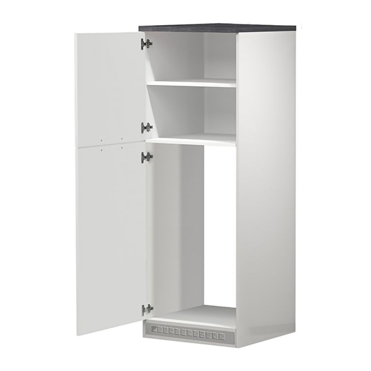 Mobile portafrigo 2 ante 60x165h cm bianco lucido e ardesia - Mesarthim