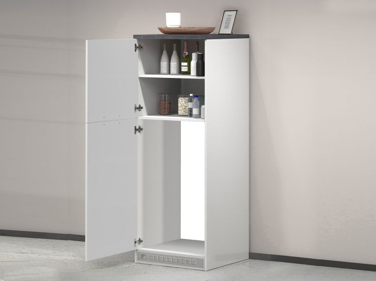 Mobile portafrigo 2 ante 60x165h cm bianco lucido e ardesia - Mesarthim