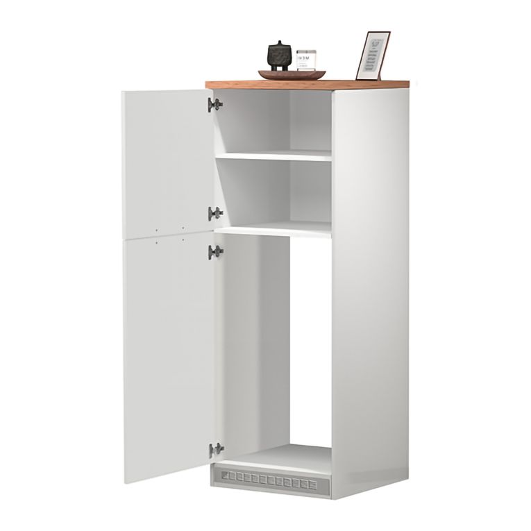 Mobile portafrigo 2 ante 60x165h cm bianco lucido e rovere - Mesarthim