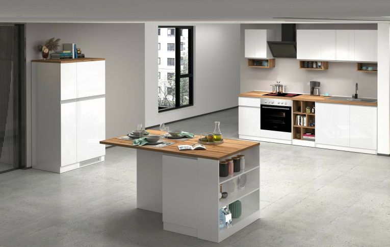 Mobile portafrigo 2 ante 60x165h cm bianco lucido e rovere - Mesarthim