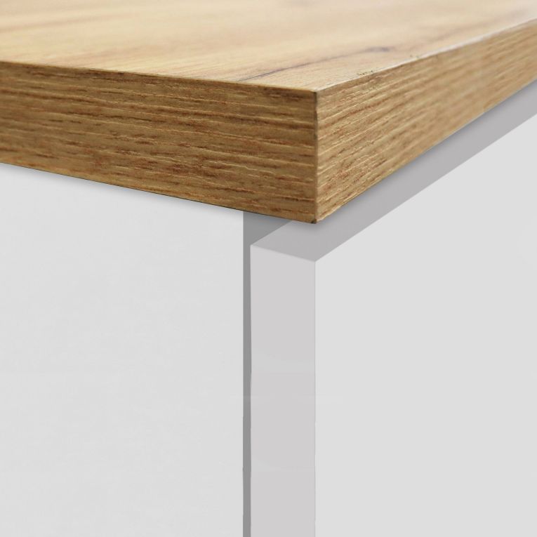 Mobile portafrigo 2 ante 60x165h cm bianco lucido e rovere - Mesarthim