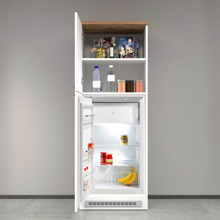 Mobile portafrigo 2 ante 60x165h cm bianco lucido e rovere - Mesarthim