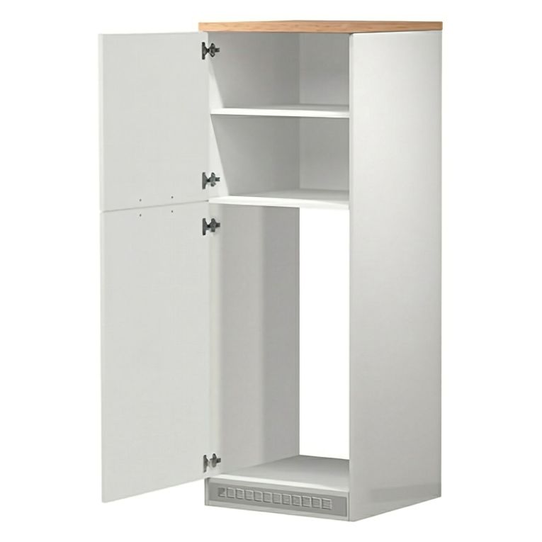 Mobile portafrigo 2 ante 60x165h cm bianco lucido e rovere - Mesarthim
