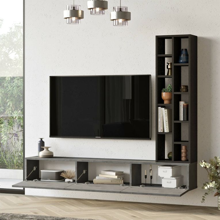 Mobile salotto 3 ante 174cm argento e nero - Sardegna