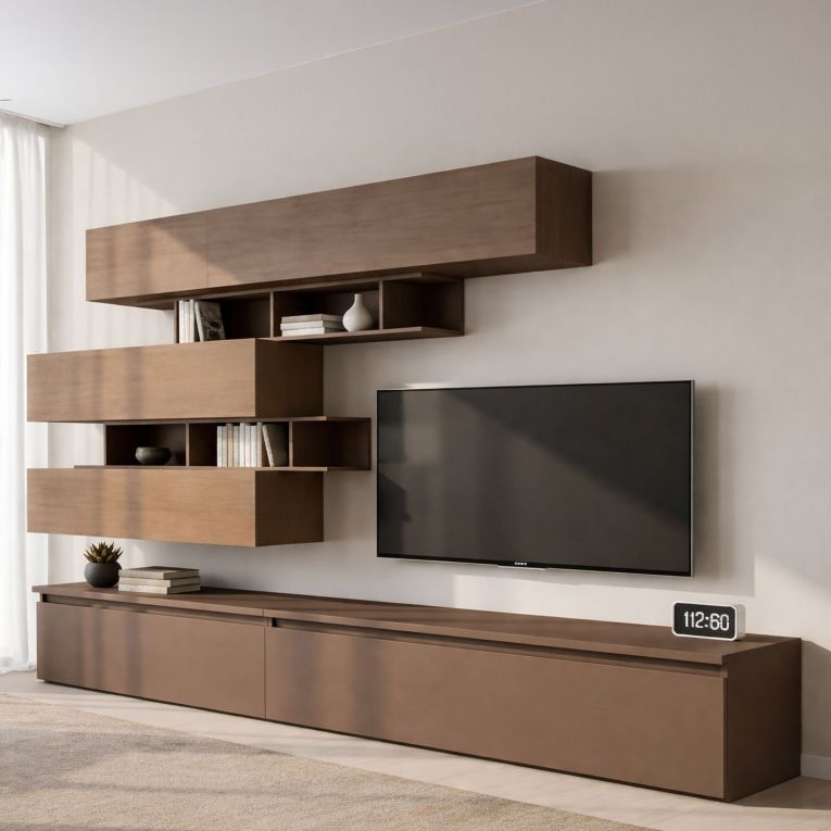 Mobile salotto 3 ante 276cm bronzo e noce - Hilaire