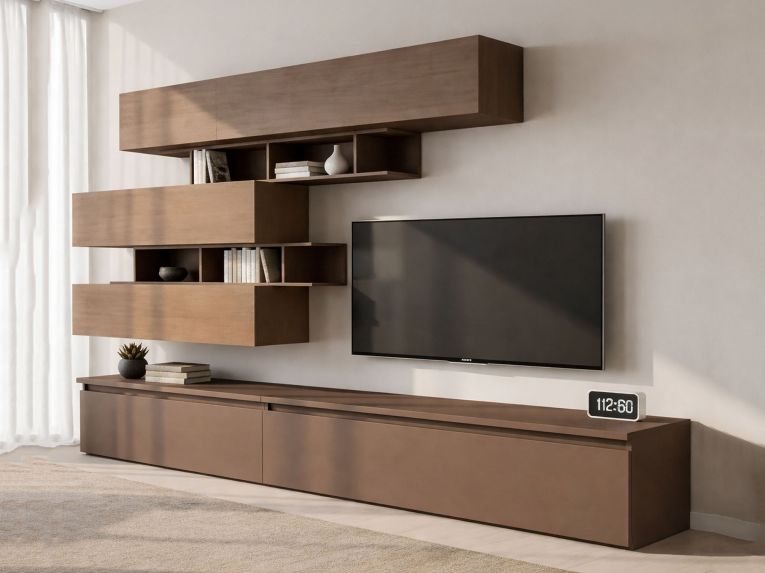 Mobile salotto 3 ante 276cm bronzo e noce - Hilaire